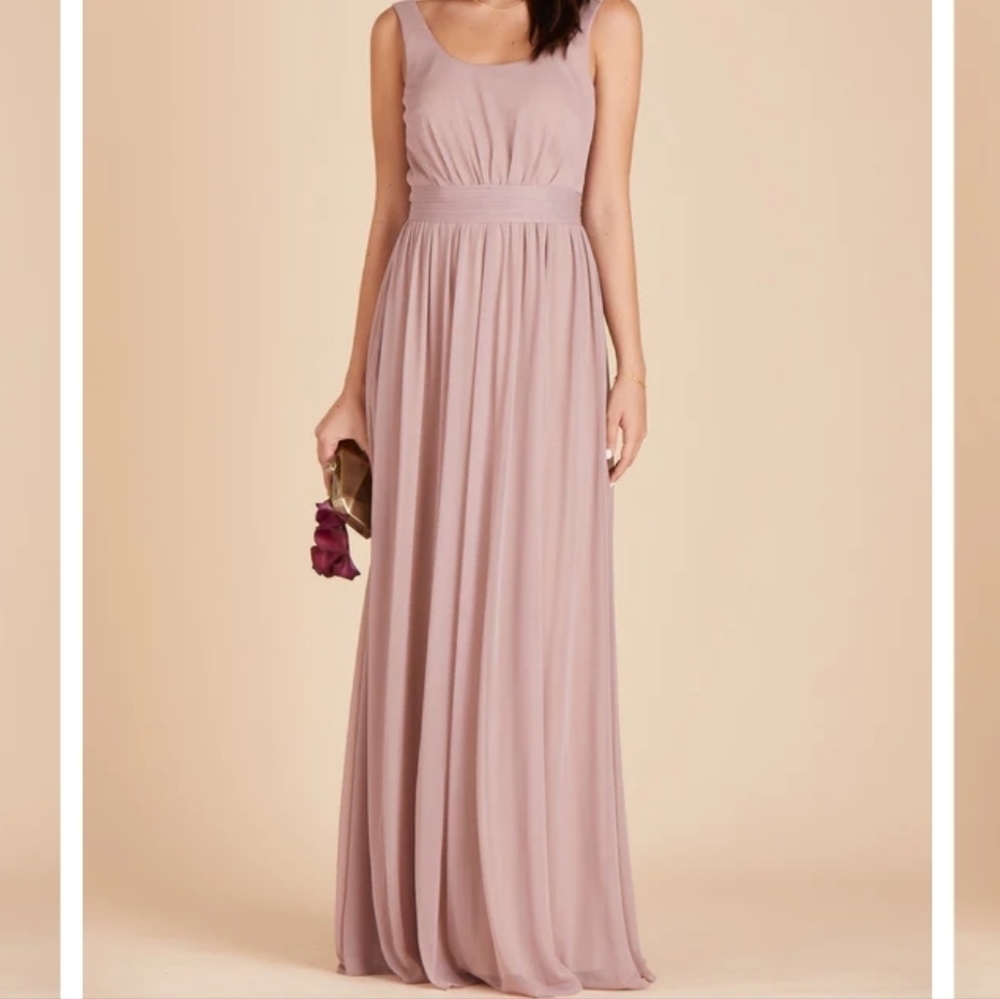 Birdy Grey Pink Mauve Jan Bridesmaid Mesh Maxi Dress S NWT